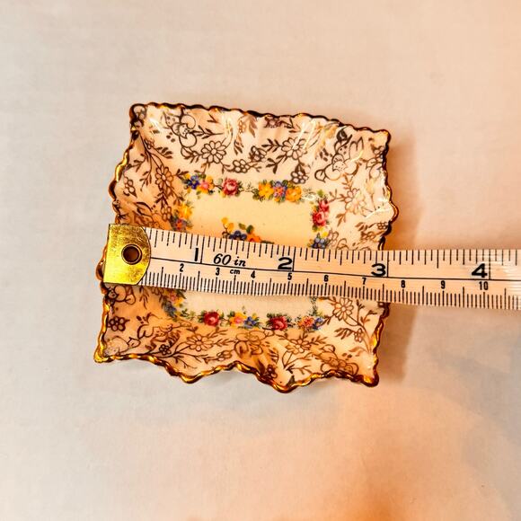 VTG James Kent LTD Longton 3015 England Ruffle Edge Trinket Floral Roses Dish - Picture 6 of 8